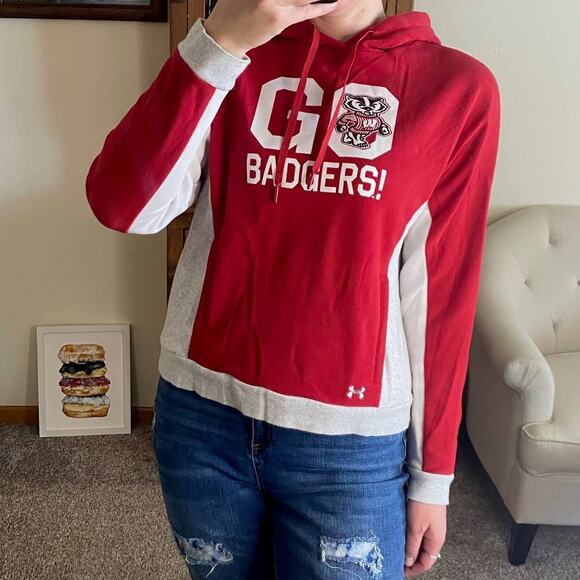 Under Armour Wisconsin Badgers hoodie sweatshirt size medium - Picture 1 of 6
